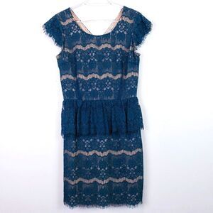 Anthropologie  Maeve Emerald Green Peplum Lace Dress